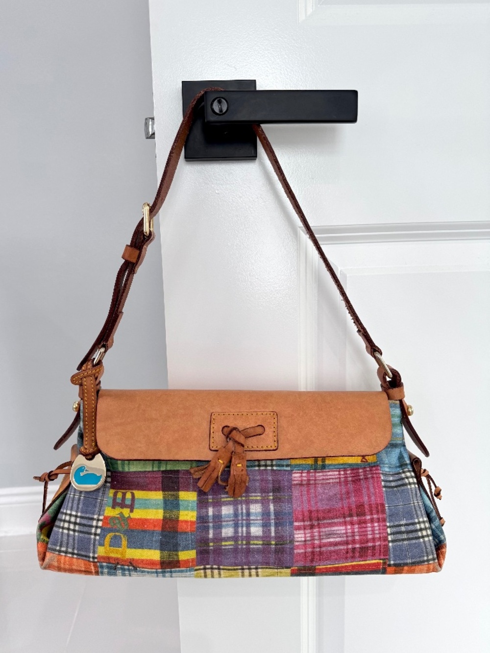 Vintage Y2K Dooney & Bourke Colorful Patchwork Plaid Shoulder Bag